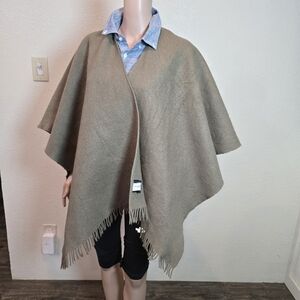 Saks Fifth Avenue Brown Poncho 100% Pure New Wool